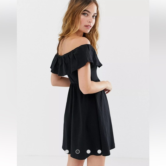 ASOS DESIGN Petite mini button through sundress with tiered skirt 🖤 NWT - Picture 1 of 8